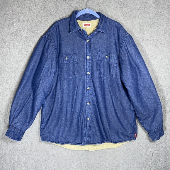 Wrangler Other - Wrangler Men's Sz L Workwear Denim Sherpa Lined Insulate Shirt Jacket Shacket